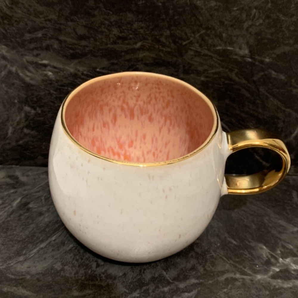 Anthropologie Gold Trim Coffee Tea Mug